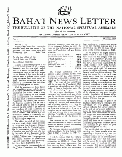 Bahai News Letter Cover December 1924